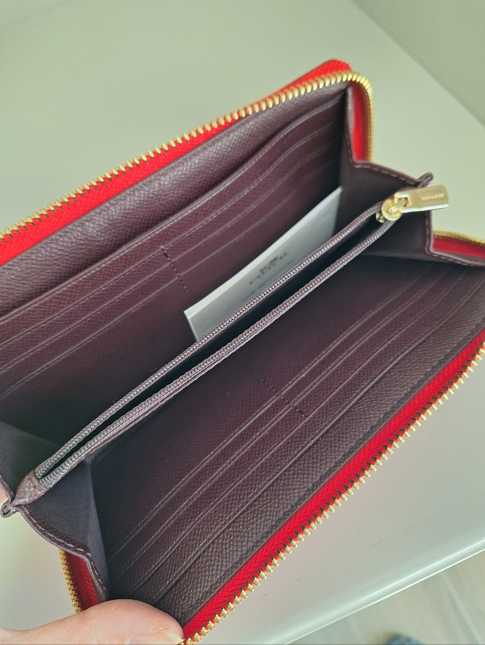New COACH ACCORDION ZIP WALLET IN GEOMETRIC COLORBLOCK CROSSGRAIN LEATHER - Picture 6 of 7